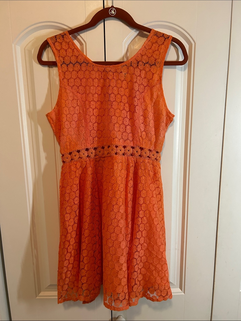 RAGA Orange Lace Mini Dress with Crochet Waist